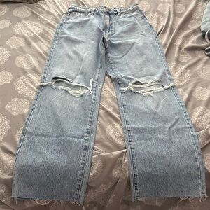 Garage Light Blue Distressed Flare Jeans